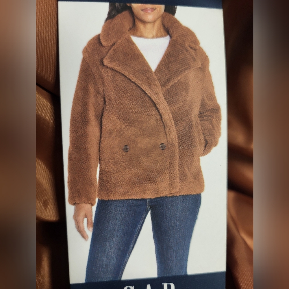 NWT GAP Women's Sherpa Button Jacket XXL 1X 2XL "Argan Oil"